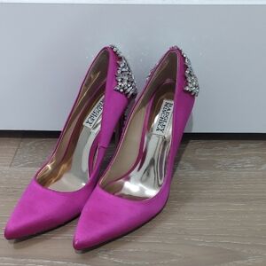 Badgley Mischka Gorgeous Hot Pink Crystal Embellished Stilletos